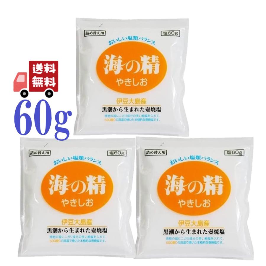 海の精 6個セット やきしお 塩 詰替用 60g 焼塩 焼き塩 国産 ヤキシオ