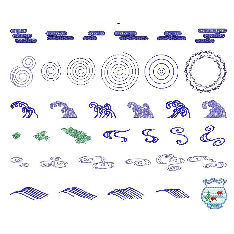 日本の伝統刺繍モチーフ集』ブルー表紙 (Japanese traditional