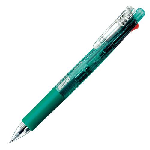 ゼブラ ZEBRA クリップオンマルチ  0.7mm 4色+シャープペン B4SA1-G 緑軸 油性｜eshop-yoshidaya
