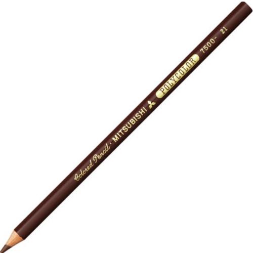 三菱鉛筆 【取寄】色鉛筆 ポリカラー 7500 K750021 茶色 1箱12本 