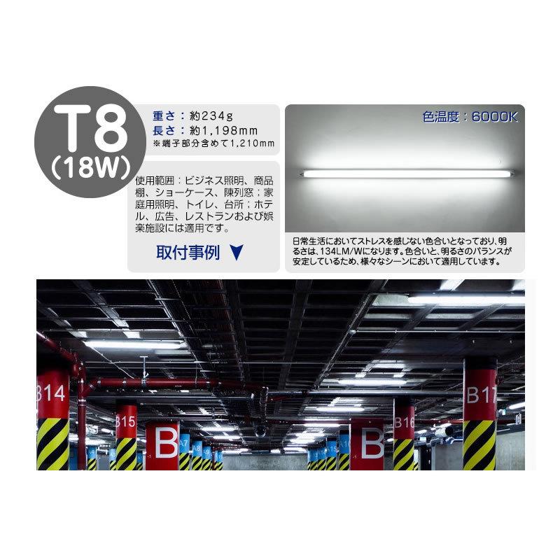 LED 蛍光灯 40W型 直管型 120cm 昼光色 6000K 2400LM 口金 G13 18W 1個 |  | 02