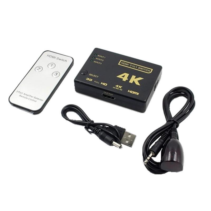 HDMI切替器 セレクター 4K 2K対応 切替器 3入力1出力 リモコン付き PC Blu-ray ゲーム機などに USB給電対応 自動切換え HDMIポート不足解消 |  | 03