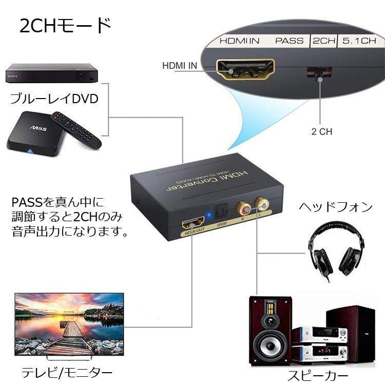 デジタルオーディオ分離器 HDMI(HDMI to HDMI + 光デジタル SPDIF +Audio) HDMIから音声信号分離 HDMI SPDIF RCA 出力 オーディオ 分離器 1080P対応｜eshop7clock｜09
