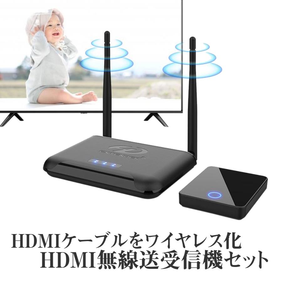 無線HDMI送受信機セット ワイヤレス転送キット ビデオトランスミッター 最大60M転送 3D対応 自動ペアリング | 