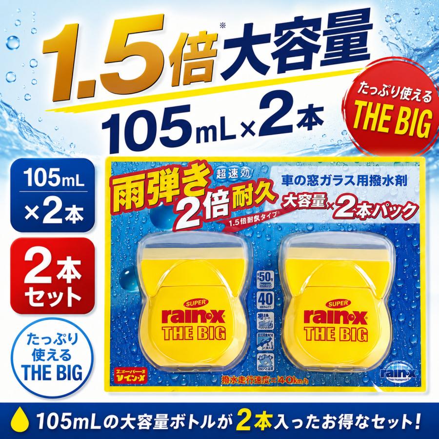 レインX Rain-X 撥水剤 THE BIG 2本セット 105ml ガラス撥水剤 車用 フロントガラス 雨はじき 車 窓ガラス 撥水コート | RAIN X | 04