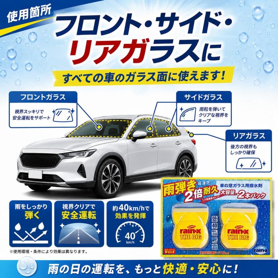 レインX Rain-X 撥水剤 THE BIG 2本セット 105ml ガラス撥水剤 車用 フロントガラス 雨はじき 車 窓ガラス 撥水コート | RAIN X | 07