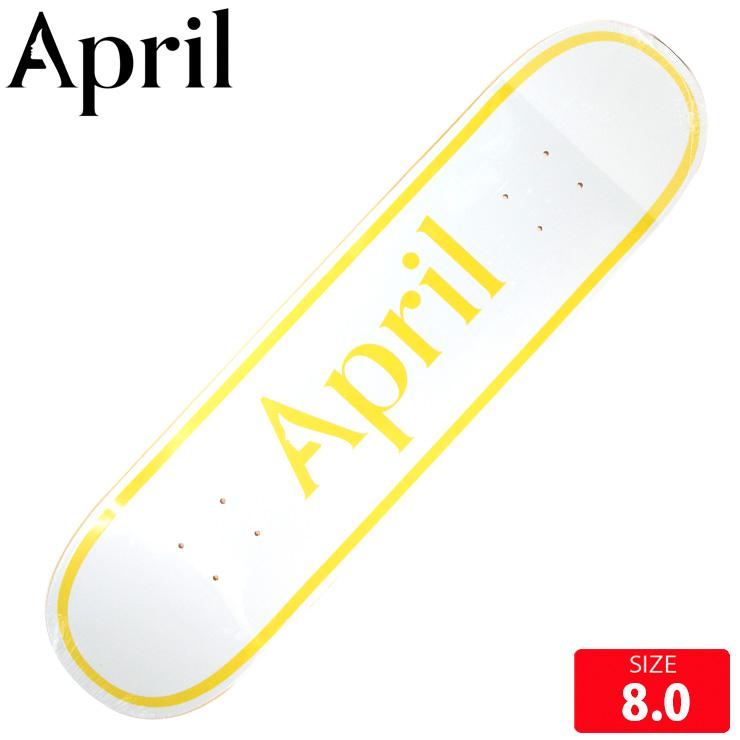 エイプリル スケボー デッキ APIL LOGO YELLOW WHITE TWIN TAIL DECK