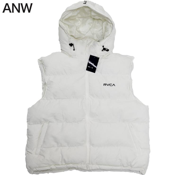 RVCA ルーカ 中綿ダウンベスト L 白フード取外し可 ロゴ BE042768 RVCA（ルーカ） メンズ ボリューム ベスト アウター 中綿 防寒 フード