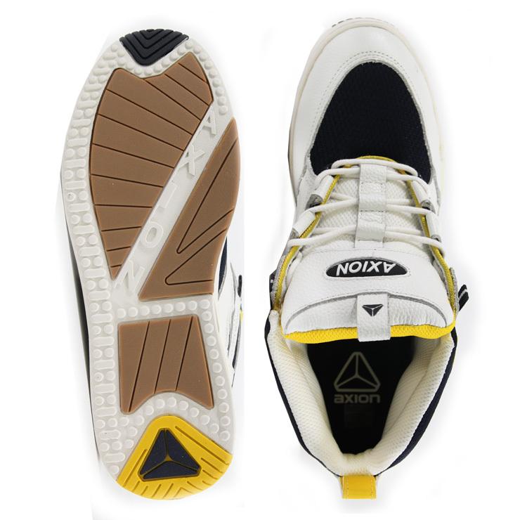 アクション スニーカー AXION FOOTWEAR GENESIS MID WHT/NVY/YEL アクション スニーカー AXION FOOTWEAR GENESIS MID WHT/NVY/YEL