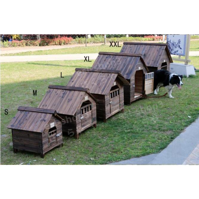 品質保証★外飼い屋外ハウス 天然木製 犬小屋 ペットハウス ドッグ 犬舎 三角屋根 脚付き 小型犬 中型犬 高床式設計 