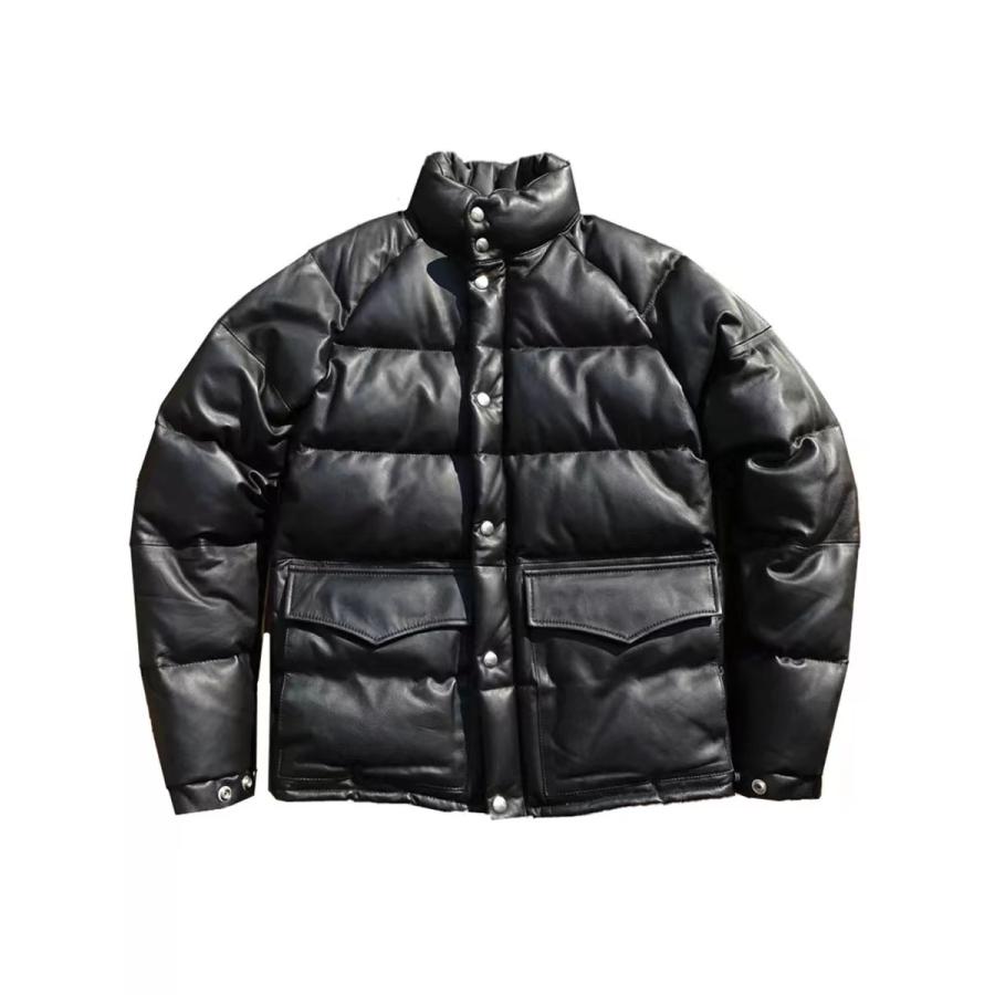 上品ヤギレザー ダウンジャケット ショート ウィンター フワフワ