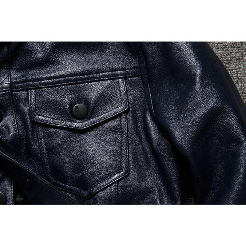 非常に本格的なデニムブルー 欧米レザージャケット 牛革 本革