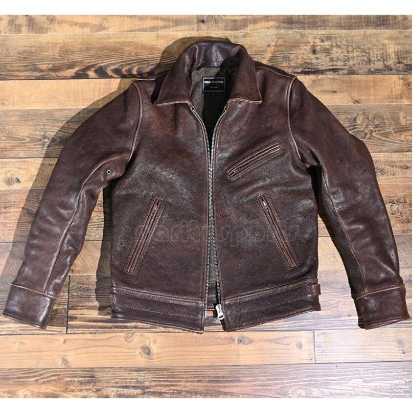 ヘビーウェイト　オリジナルラフ　レトロ　メンズ　2.0MM厚　ベジタブルタンニングファーストレイヤー　上層牛革ジャケット　本革