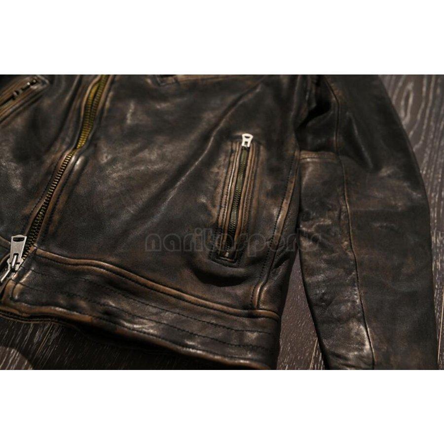 【美品】ヴィンテージ レザージャケット 羊革 コート 昭和レトロ ハーレー レトロ ハーレーファンカージャケット 革ジャン シープスキン レザー