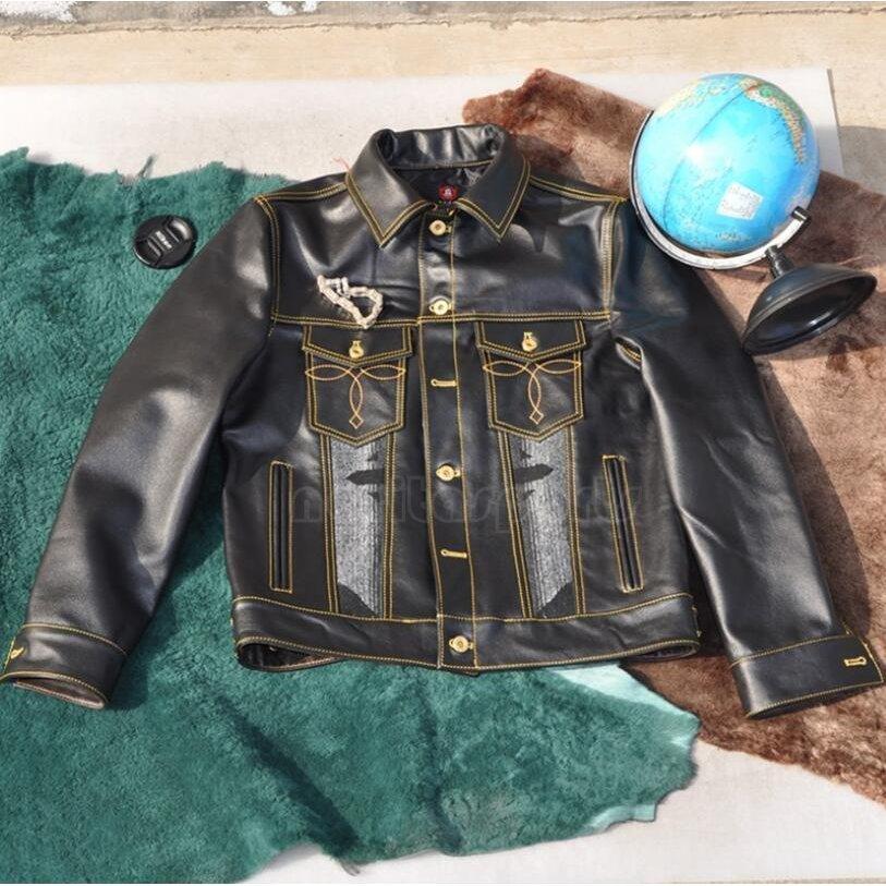 ファーストレイヤー牛革 デニムウール スプリング ニューハンサム 507 メンズ 上層牛革本革ジャケット レザージャケット レザーコート