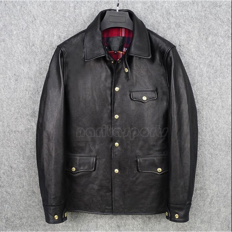 ファーストレイヤー牛革 メンズ ラペルスリム フィット レザージャケット バイクジャケット 上層牛革本革ジャケット レザーコート
