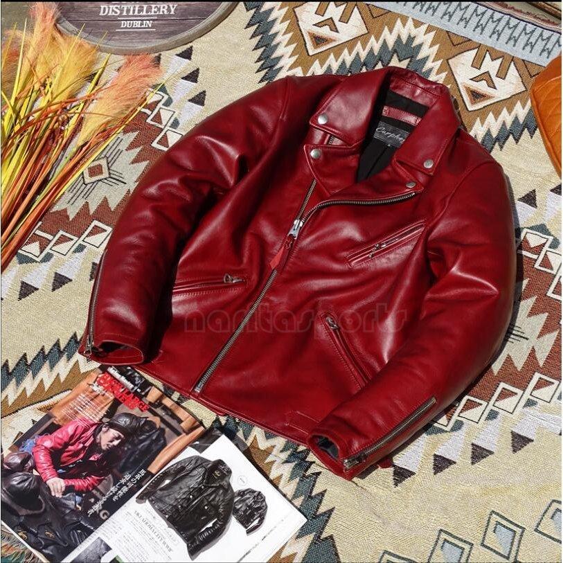 y*6様 美品　ワインレッド G-1ジャケット XL 牛革 オイルワックス牛革！黒見える鮮やかな赤 斜めジッパー バイク