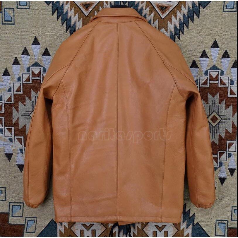 革 天神コーチ服 段落 原色 黄色のラグラン メンズ 上層牛革本革