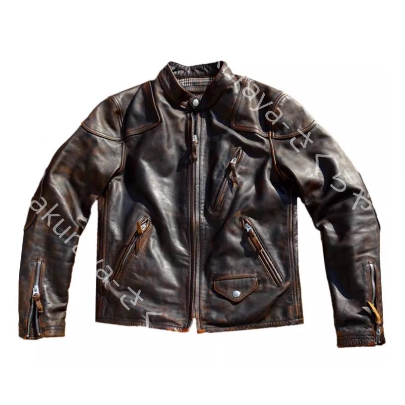 手磨き 植なめし 茶芯馬皮 数量限定 馬革本革 革ジャン ジャケット