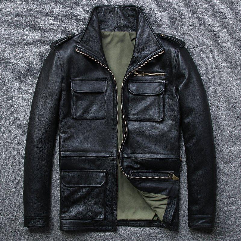 発売中 本革レザー メンズ M65 サファリ 牛革 ラペル ジャケット 手頃