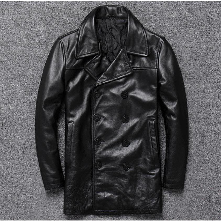 スーツ襟　本革　牛革ジャケット　メンズ　ミッドレング　スウインドブレーカー　牛革プラスコットン　プラスサイズ　カジュアル　ビジネス