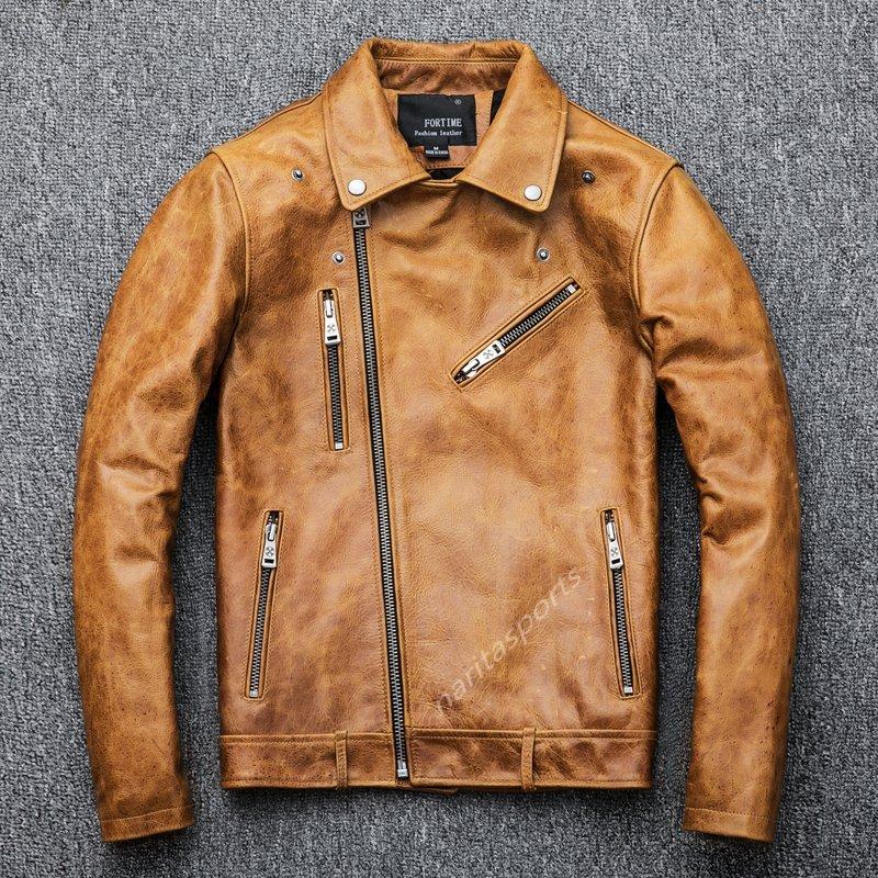 新品 バイクジャケット スレトロ 復旧 牛革 本革 メンズ オートバイ