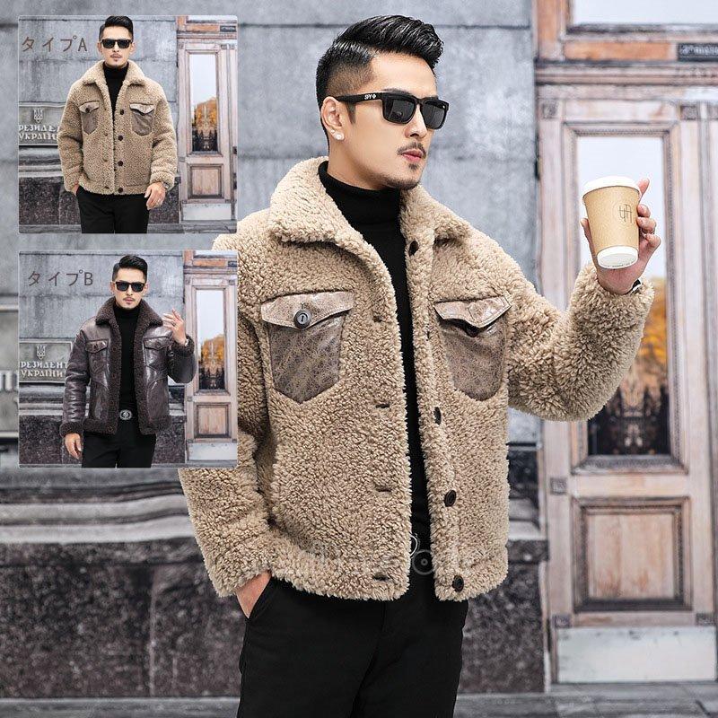 羊毛皮革コート