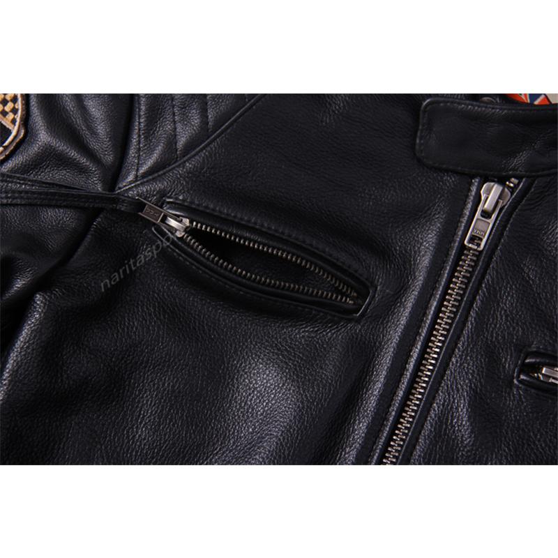 オリジナル 手作り 本牛革 刺繍ワッペン レザージャケット 牛革本革 革