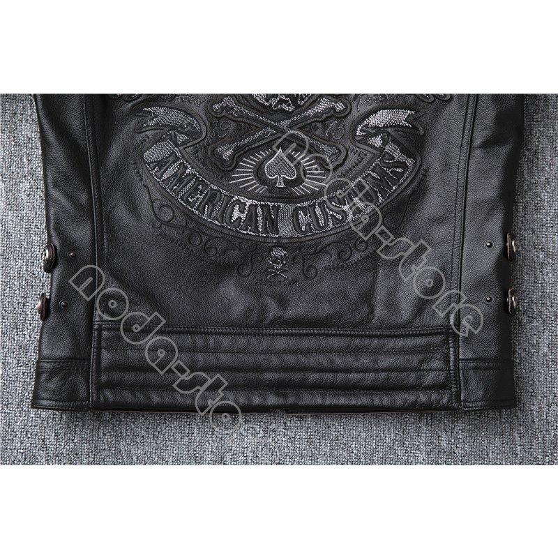 本革牛革 ハーレー 刺繍 髑髏スケルトン レザージャケット