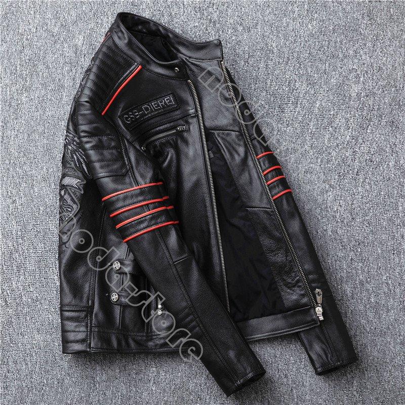 【レア　人気】　ハーレー　革ジャン　レザージャケット　Mサイズ　ファイヤー　刺繍 Harley Davidson - ハーレー純正 ジャケット 革ジャン
