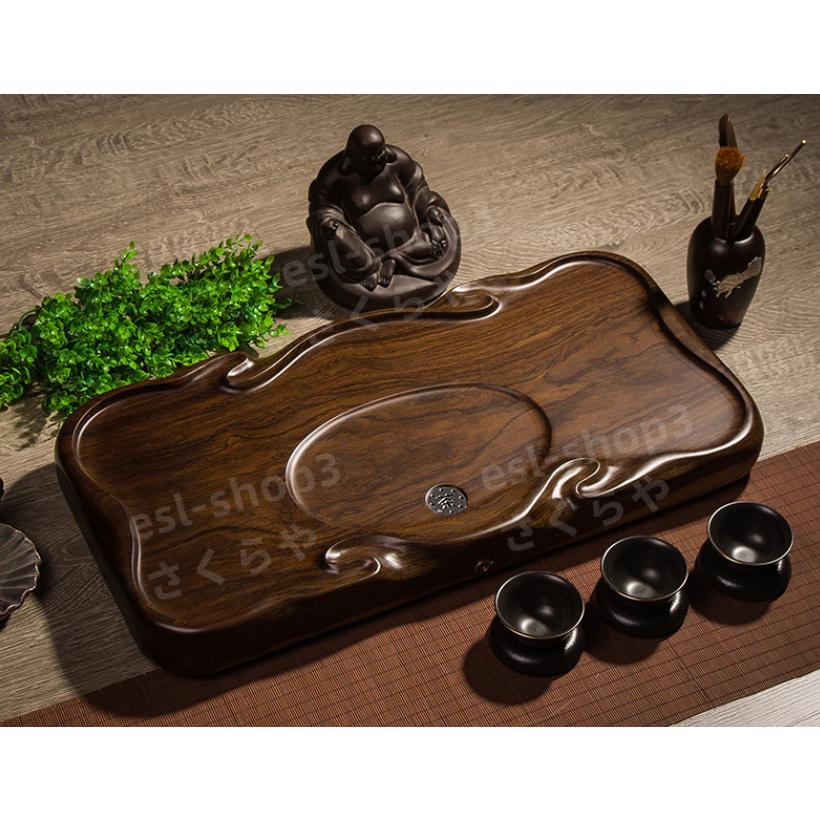 上品 黒檀木ティートレイ 天然木のティーテーブル カンフーティー 