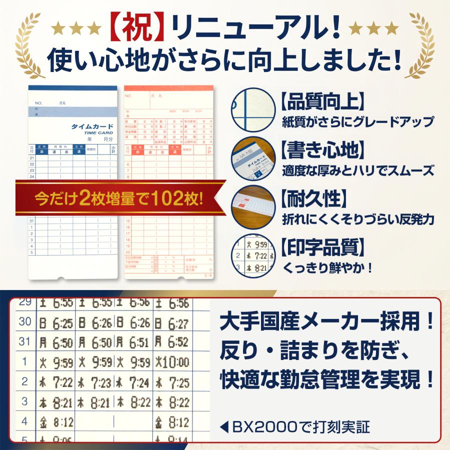 品質向上リニューアル】 ＋2枚おまけ付 アマノ タイムカード Bカード 5