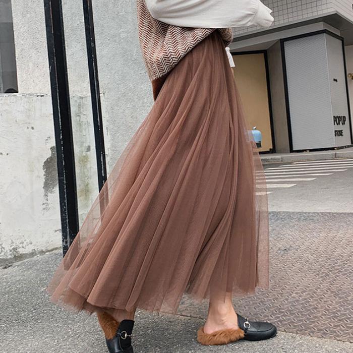 チュールスカート ロング 秋 春 20代30代40代 3層 ミモレ丈 チュールスカート ロング 秋 春 20代30代40代 3層 ミモレ丈