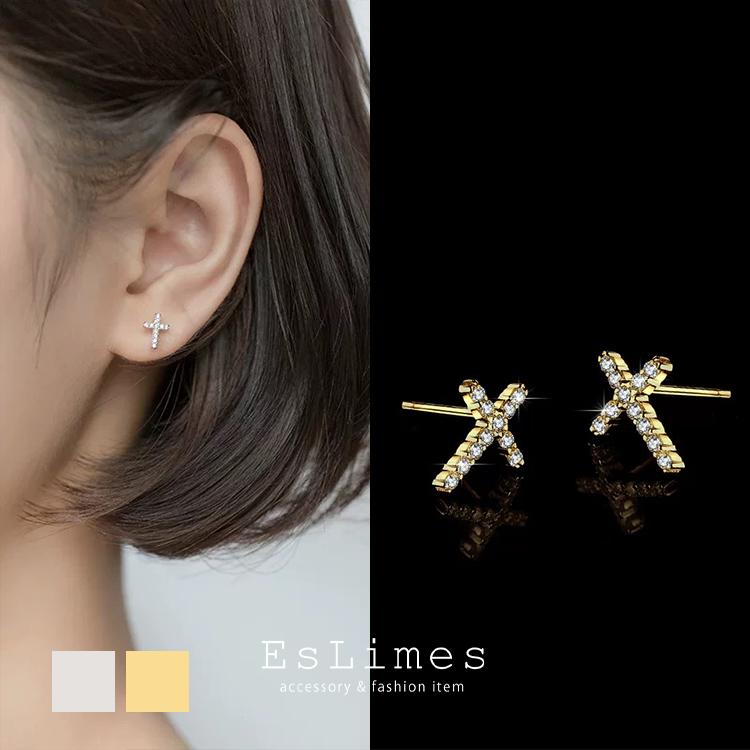 ピアス レディース メンズ クロス 十字架 小さめ ジルコニア シルバー