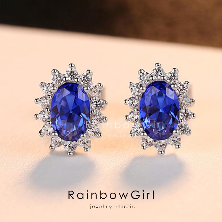 RainbowGirl ピアス レディース 30代40代50代60代 ブルーサファイア 9