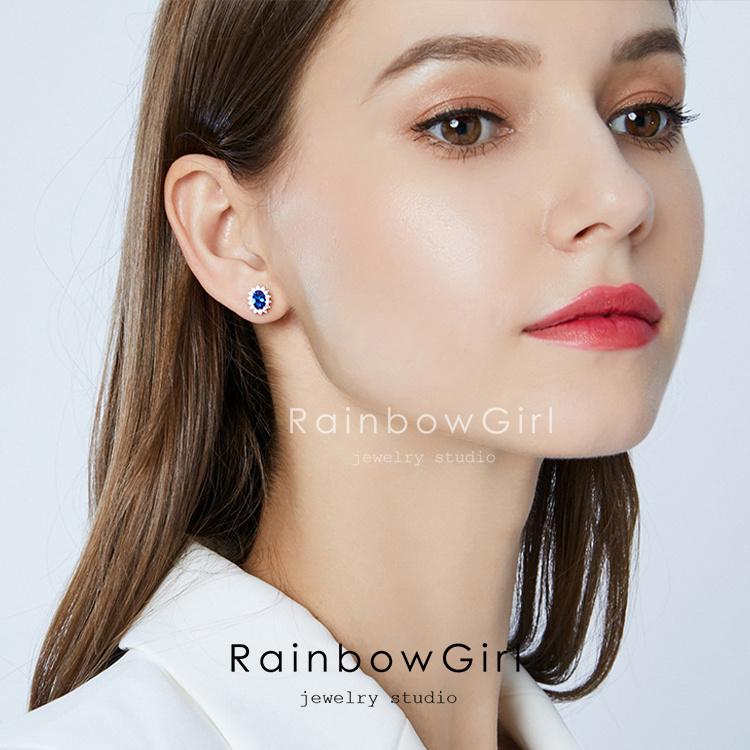 RainbowGirl ピアス レディース 30代40代50代60代 ブルーサファイア 9 