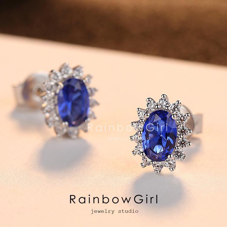 RainbowGirl ピアス レディース 30代40代50代60代 ブルーサファイア 9 