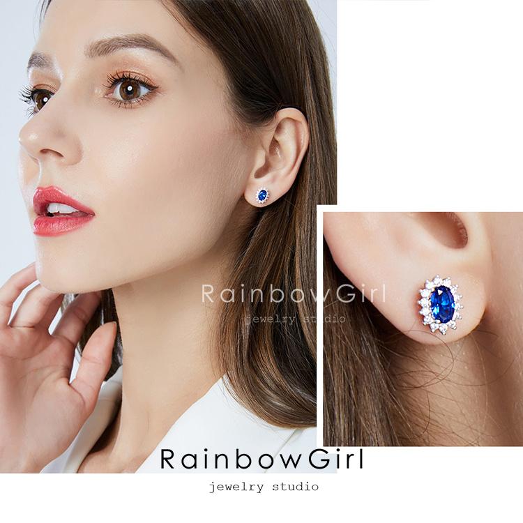 RainbowGirl ピアス レディース 30代40代50代60代 ブルーサファイア 9