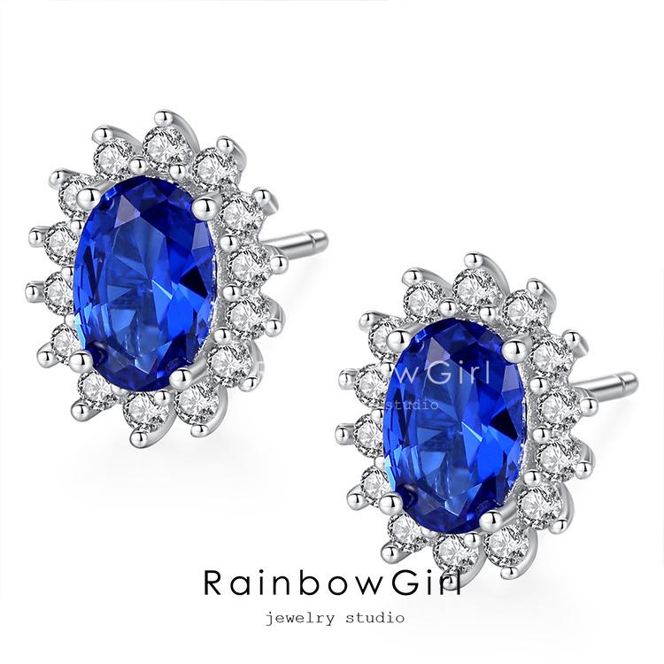 RainbowGirl ピアス レディース 30代40代50代60代 ブルーサファイア 9