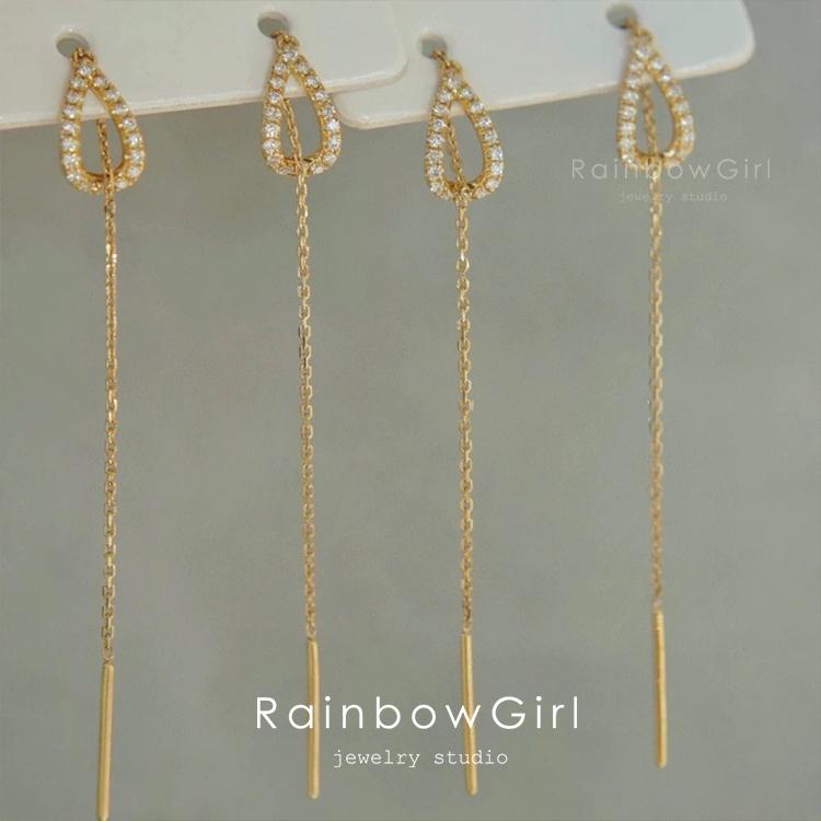 RainbowGirl アメリカンピアス レディース チェーン ドロップ しずく