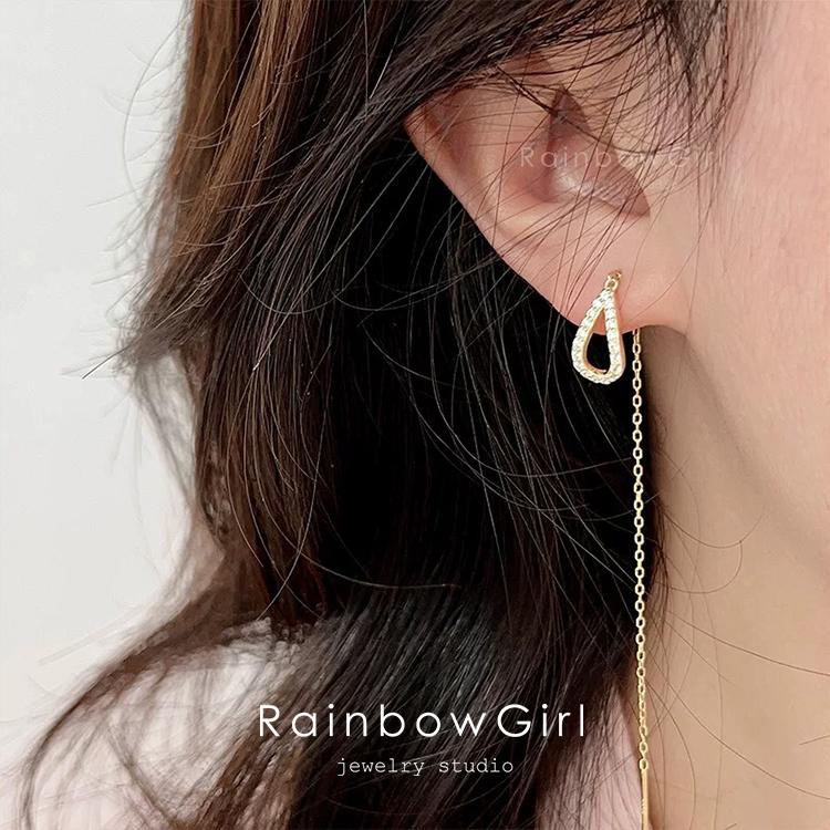 RainbowGirl アメリカンピアス レディース チェーン ドロップ しずく