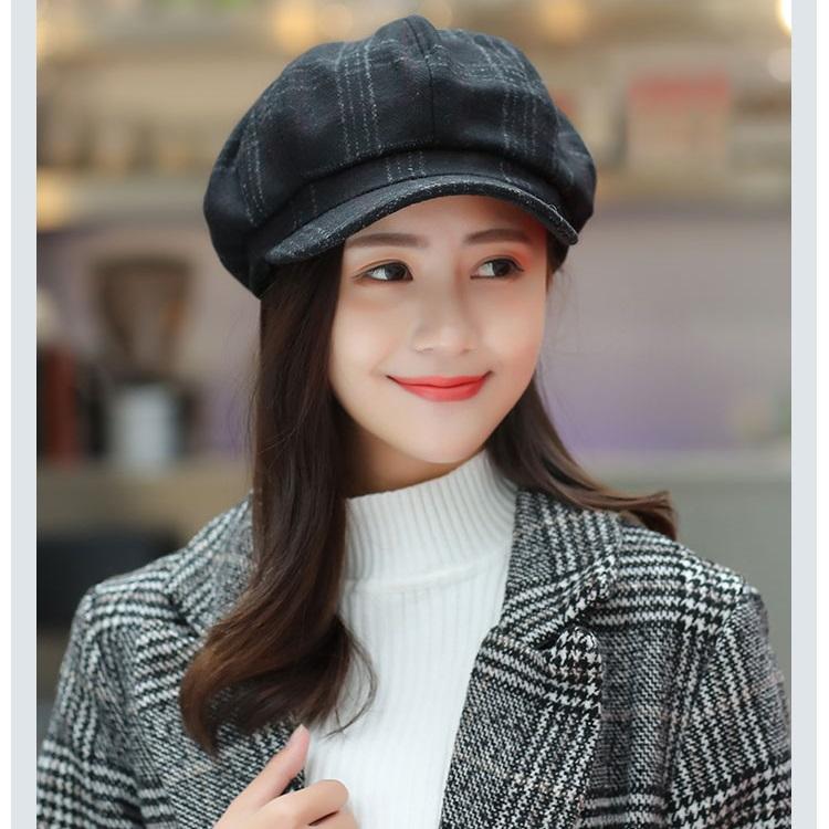帽子 レディース キャスケット 秋冬 キャップ チェック柄 UV 紫外線