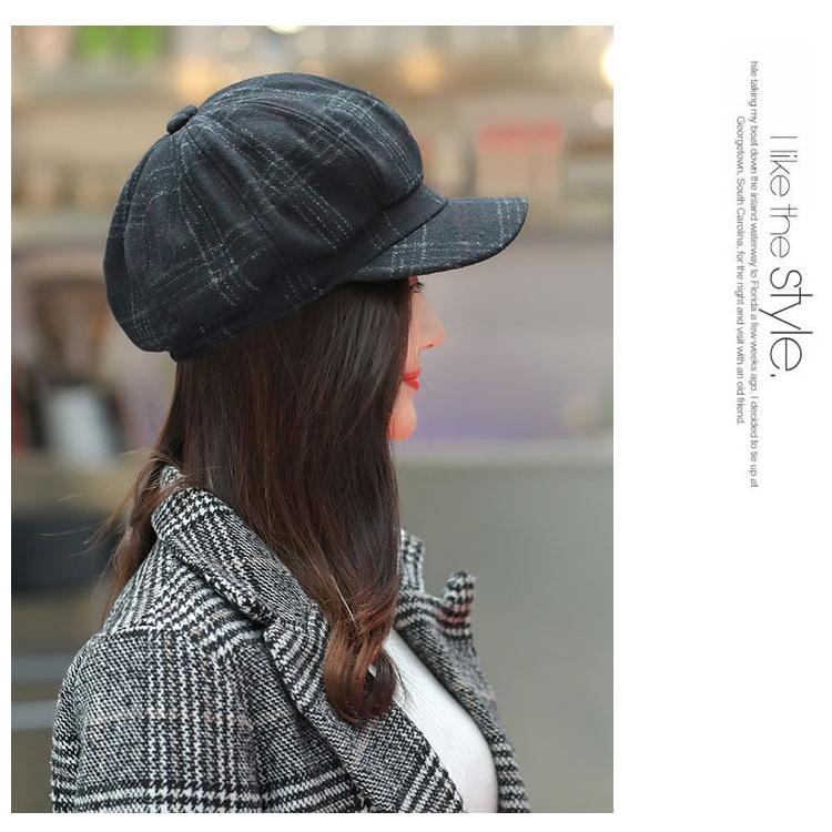 帽子 レディース キャスケット 秋冬 キャップ チェック柄 UV 紫外線