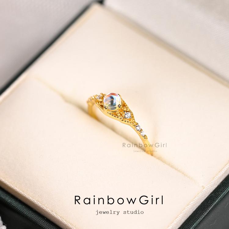 RainbowGirl 指輪 レディース フリーサイズ ムーンストーン 6月誕生石