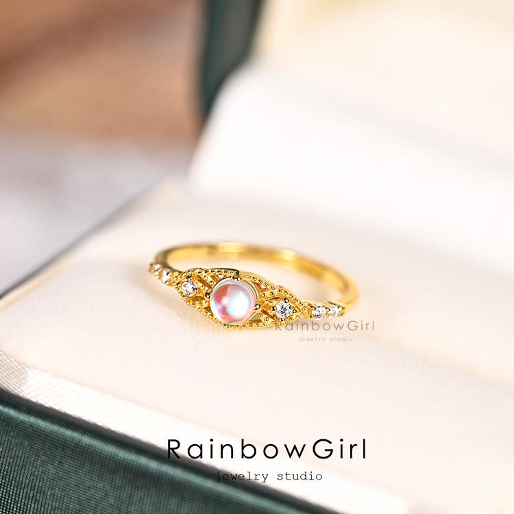 RainbowGirl 指輪 レディース フリーサイズ ムーンストーン 6月誕生石