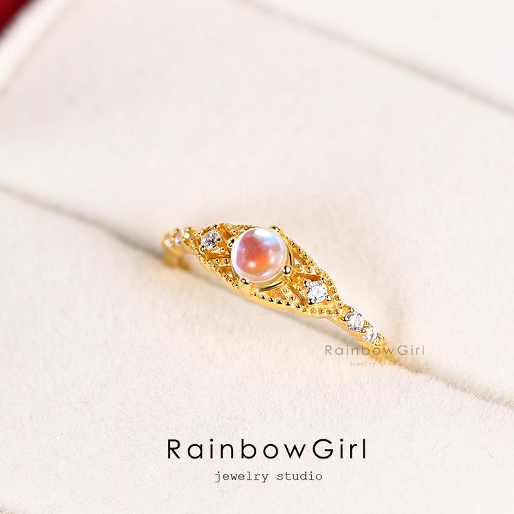 RainbowGirl 指輪 レディース フリーサイズ ムーンストーン 6月誕生石