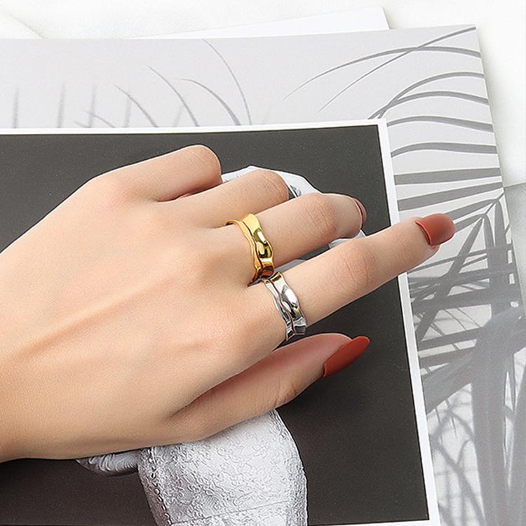 指輪 リング レディース 18kgp 不規則 幅広 2連風 シルバー ゴールド 