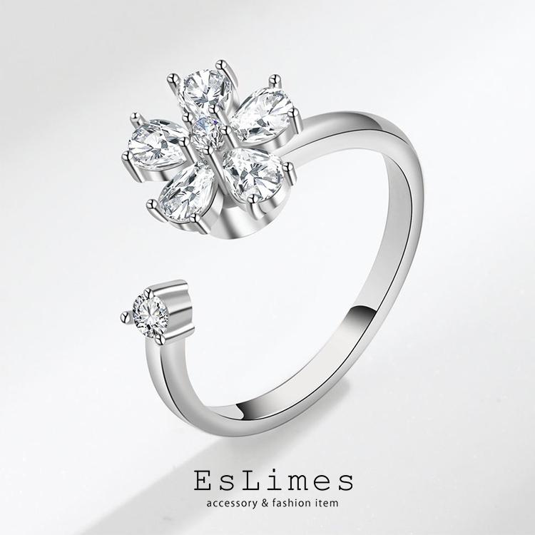 指輪 レディース お花 ダイヤリング フラワー 回る サイズフリー