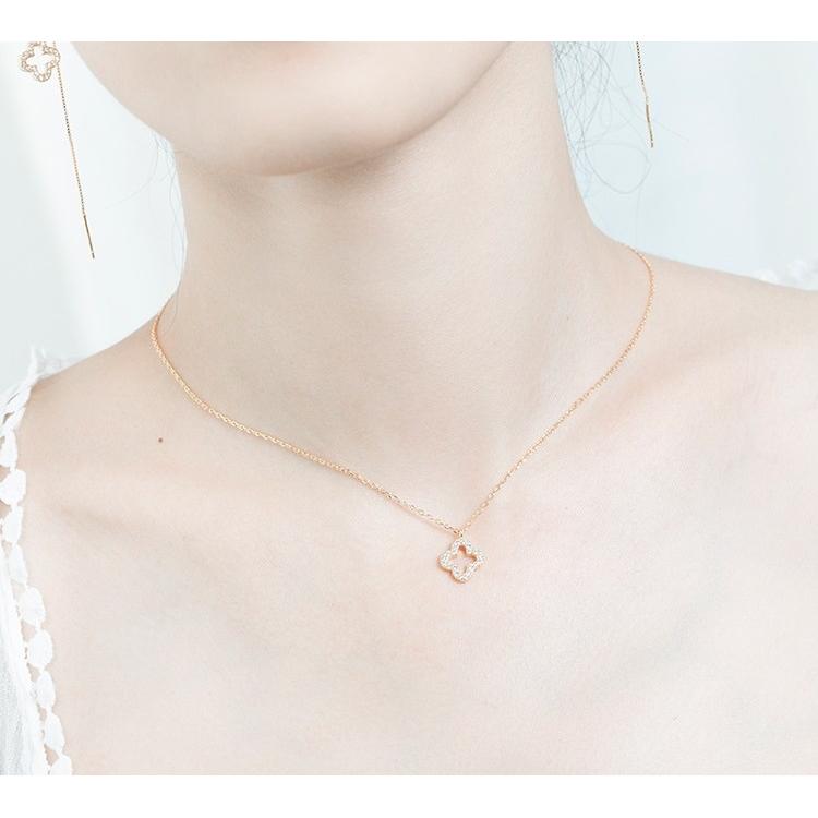 プレゼント 女性 ネックレス 人気 ピアス 2点セット 四つ葉のクローバー 上品 プラチナ仕上げ シルバー925 誕生日プレゼント｜eslimes｜06