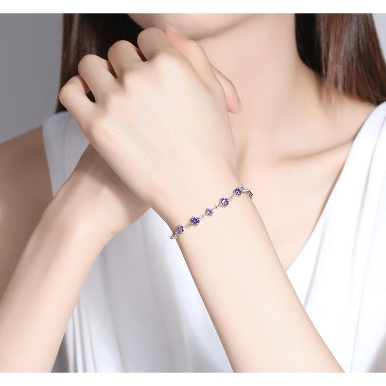 ブレスレット レディース ダイヤ 豪華5粒 プラチナコーティング シルバー925 重ね付け ギフト 人気 女性 ホワイトデーお返しの画像